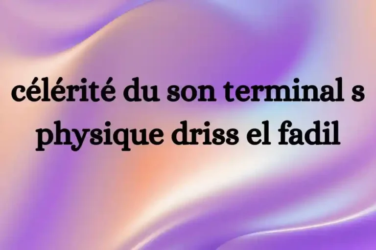 célérité du son terminal s physique driss el fadil: A Human Perspective